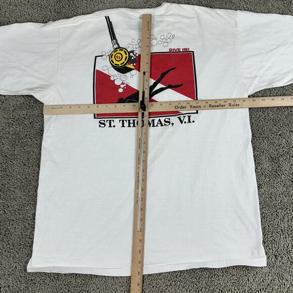 Vintage St. Thomas V.I. Shirt Mens Extra Large White Scuba Diving Oneita 90s - Picture 4 of 13
